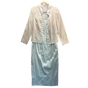 Patra Vintage Seafoam Gold Paisley Formal Mother Dress and Jacket Set Women 16